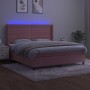 Letto a Molle con Materasso e LED Rosa 180x200 cm in Velluto