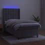 Letto a Molle Materasso e LED Grigio Chiaro 100x200 cm Velluto