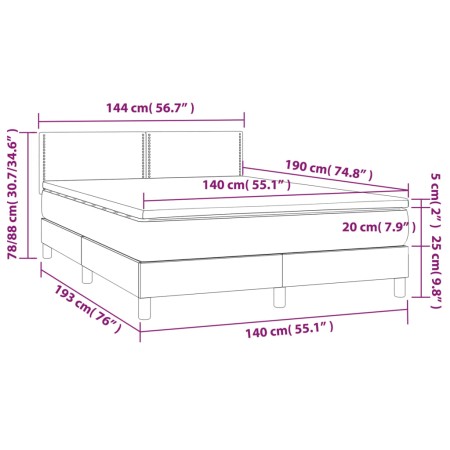 Giroletto a Molle con Materasso Tortora 140x190 cm in Tessuto