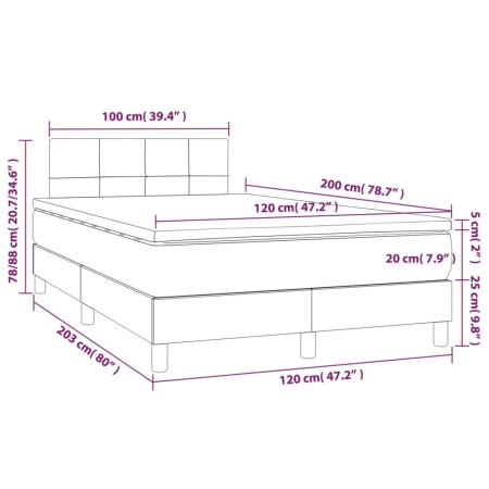 Giroletto a Molle con Materasso Grigio Chiaro 120x200cm Tessuto