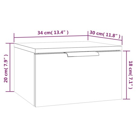 Comodino a Muro Rovere Sonoma 34x30x20 cm