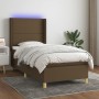 Letto a Molle Materasso e LED Marrone Scuro 90x190cm in Tessuto