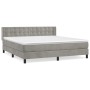 Giroletto a Molle con Materasso Grigio Chiaro 160x200cm Velluto