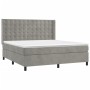 Letto a Molle Materasso e LED Grigio Chiaro 180x200 cm Velluto