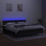 Letto a Molle con Materasso e LED Nero 180x200cm in Tessuto