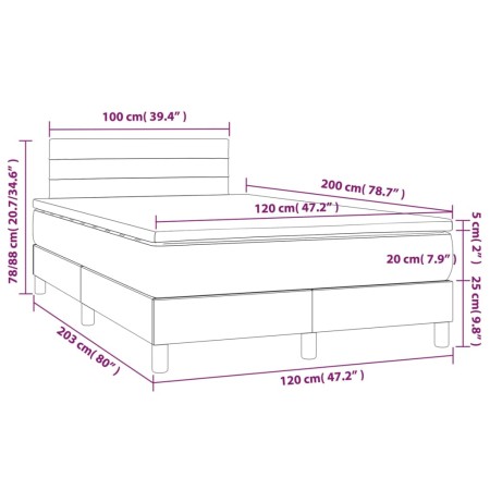 Giroletto a Molle con Materasso Grigio Scuro 120x200 cm Velluto