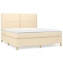 Giroletto a Molle con Materasso Crema 180x200 cm in Tessuto