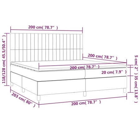 Giroletto a Molle con Materasso Grigio Chiaro 200x200cm Tessuto