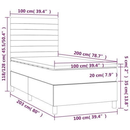 Giroletto a Molle con Materasso Tortora 100x200 cm in Tessuto