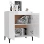 Credenza Bianco Lucido 60x35x70 cm in Legno Multistrato