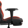 Sedia da Gaming con Poggiapiedi Nero e Rosso in Similpelle