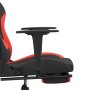 Sedia da Gaming con Poggiapiedi Rosso e Nero in Tessuto