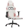 Sedia da Gaming con Poggiapiedi Bianco e Rosa in Similpelle