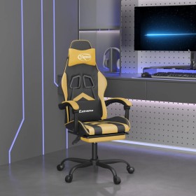 Sedia da Gaming con Poggiapiedi Nero e Oro in Similpelle