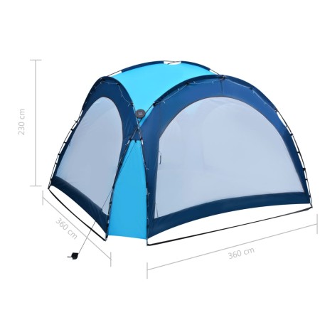 Tenda per Feste con LED e 4 Pareti 3,6x3,6x2,3 m Blu