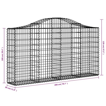 Cesti Gabbioni ad Arco 8 pz 200x30x100/120 cm Ferro Zincato