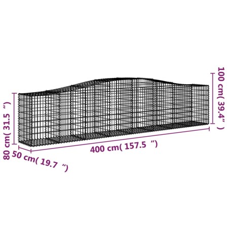 Cesti Gabbioni ad Arco 9 pz 400x50x80/100 cm Ferro Zincato