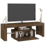 Mobile Porta TV con Luci LED Rovere Marrone 120x35x40 cm