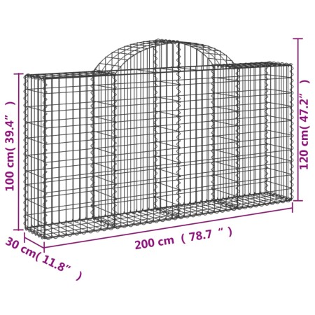 Cesti Gabbioni ad Arco 5 pz 200x30x100/120 cm Ferro Zincato