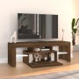 Mobile Porta TV con Luci LED Rovere Marrone 120x35x40 cm