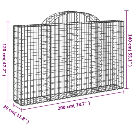 Cesti Gabbioni ad Arco 18 pz 200x30x120/140 cm Ferro Zincato