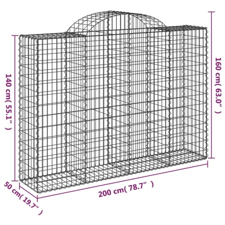 Cesti Gabbioni ad Arco 11 pz 200x50x140/160 cm Ferro Zincato