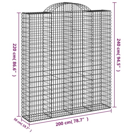 Cesti Gabbioni ad Arco 10 pz 200x50x220/240 cm Ferro Zincato