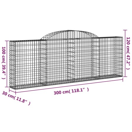 Cesti Gabbioni ad Arco 13 pz 300x30x100/120 cm Ferro Zincato