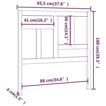 Testiera per Letto Nera 95,5x4x100 cm in Legno Massello di Pino