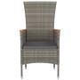 Sedie da Giardino con Cuscini 4 pz in Polyrattan Grigie
