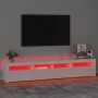 Mobile Porta TV con Luci LED Bianco Lucido 210x35x40 cm