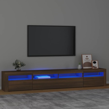 Mobile Porta TV con Luci LED Rovere Marrone 240x35x40 cm