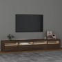 Mobile Porta TV con Luci LED Rovere Marrone 240x35x40 cm