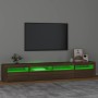 Mobile Porta TV con Luci LED Rovere Marrone 240x35x40 cm