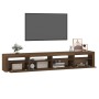 Mobile Porta TV con Luci LED Rovere Marrone 240x35x40 cm