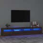 Mobile Porta TV con Luci LED Rovere Marrone 240x35x40 cm