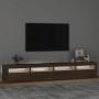 Mobile Porta TV con Luci LED Rovere Marrone 240x35x40 cm