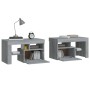 Comodini 2 pz con Luci LED Grigio Sonoma 70x36,5x40 cm