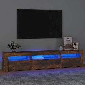 Mobile Porta TV con Luci LED Rovere Fumo 195x35x40 cm