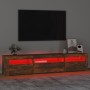 Mobile Porta TV con Luci LED Rovere Fumo 195x35x40 cm