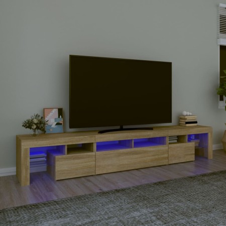 Mobile Porta TV con Luci LED Rovere Sonoma 230x36,5x40 cm