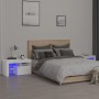 Comodini 2 pz con Luci a LED Bianco Lucido 70x36,5x40 cm