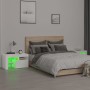 Comodini 2 pz con Luci a LED Bianco Lucido 70x36,5x40 cm