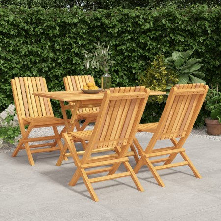 Set da Pranzo per Giardino 5 pz in Legno Massello di Teak