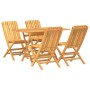 Set da Pranzo per Giardino 5 pz in Legno Massello di Teak