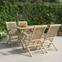 Set da Pranzo per Giardino 5pz Grigio in Legno Massello di Teak