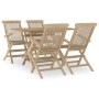 Set da Pranzo per Giardino 5pz Grigio in Legno Massello di Teak