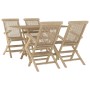 Set da Pranzo per Giardino 5pz Grigio in Legno Massello di Teak