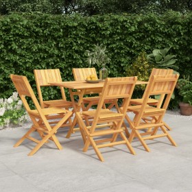 Set da Pranzo da Giardino 7 pz in Legno Massello di Teak