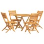 Set da Pranzo per Giardino 5 pz in Legno Massello di Teak